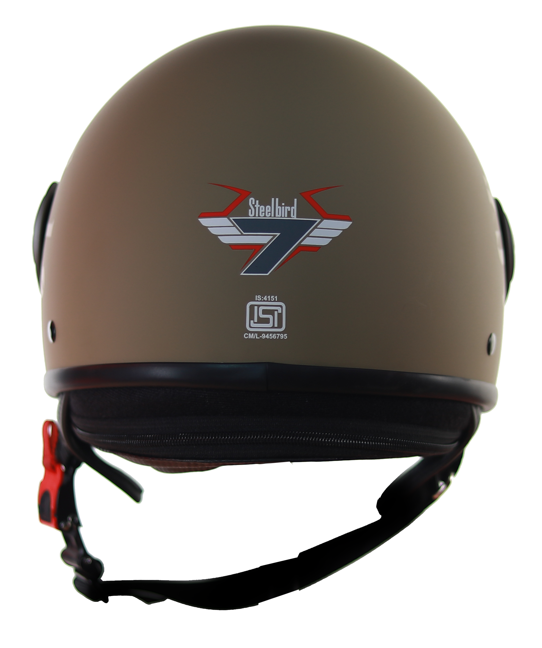 Steelbird SB-27 7Wings Tank Open Face Graphic Helmet (Matt Desert Storm Military Green With Chrome Gold Visor)
